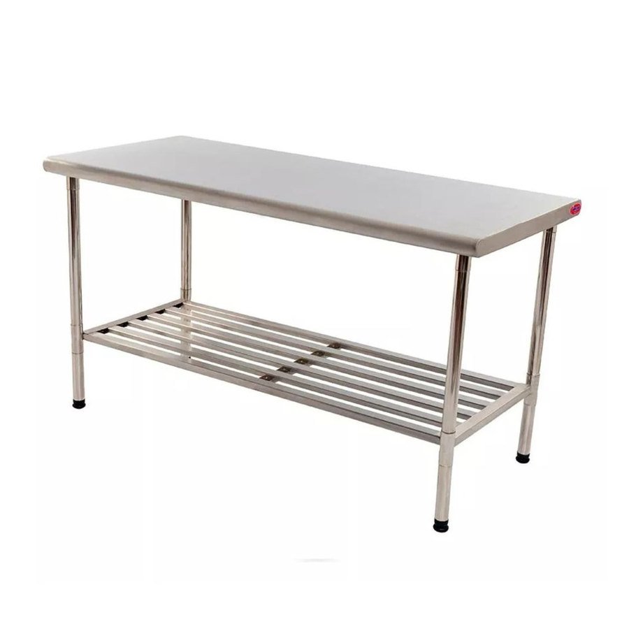 MESA MULTIUSO INOX 430 120X70CM COM PRATELEIRA GRADEADA 5813 - IMECA