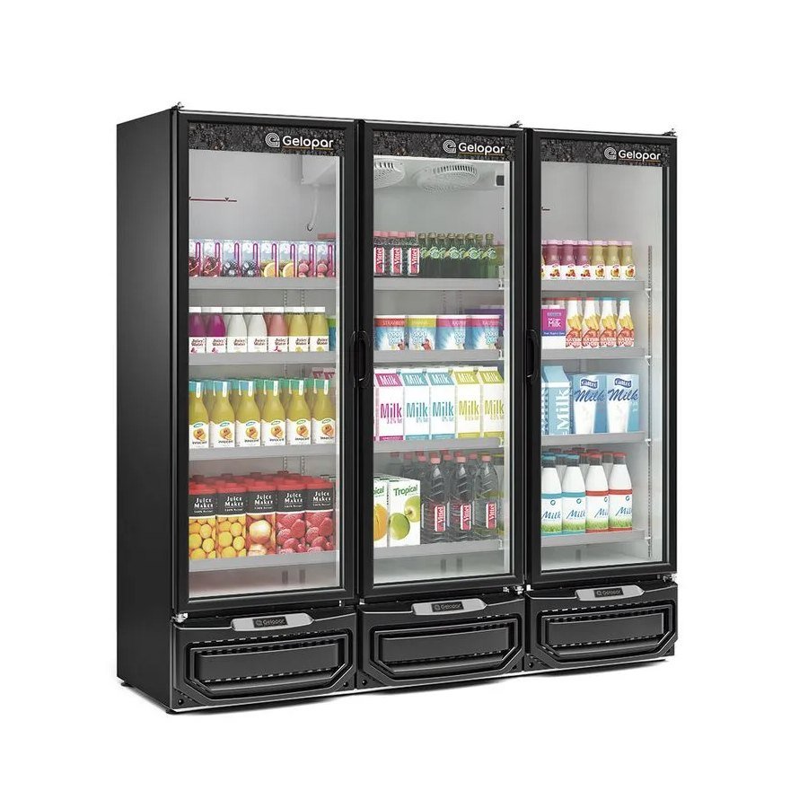 VISA COOLER REFRIGERADOR VERTICAL CONVENIENCIA 3 PORTAS 220V 60HZ GCVR-1450/PR - GELOPAR